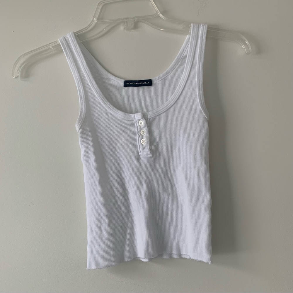 Brandy Melville White Button Crop Tank